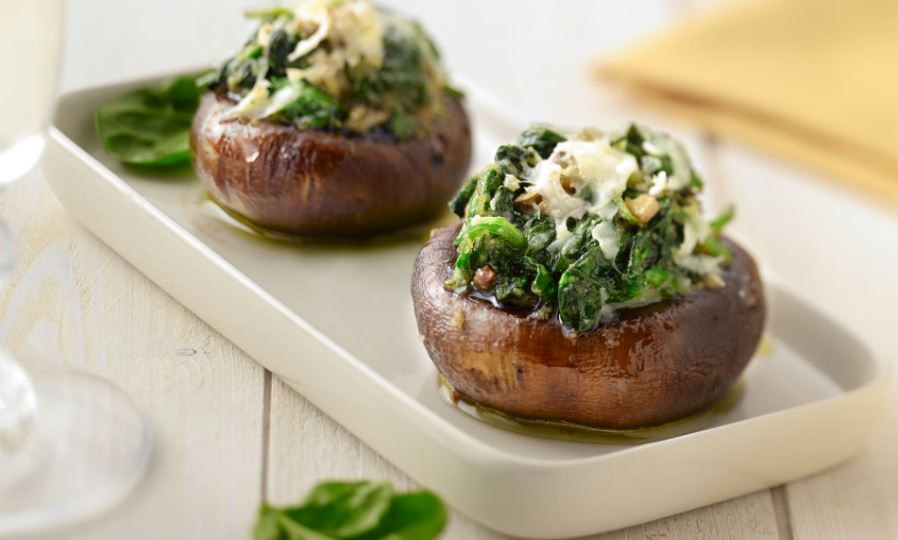 Champignons gevuld met spinazie