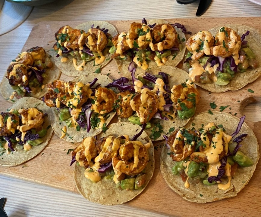 Pittige gamba tortilla's