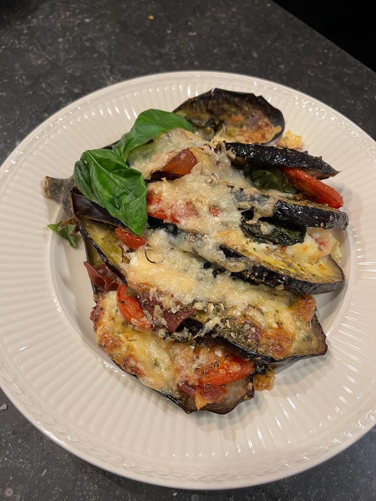 Gevulde aubergine waaiers