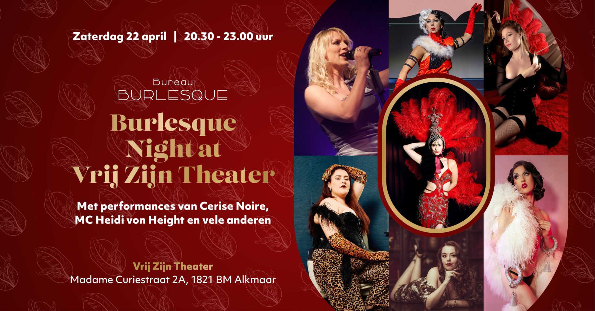 Burlesque Night bij Vrij Zijn Theater op 22 april in Alkmaar