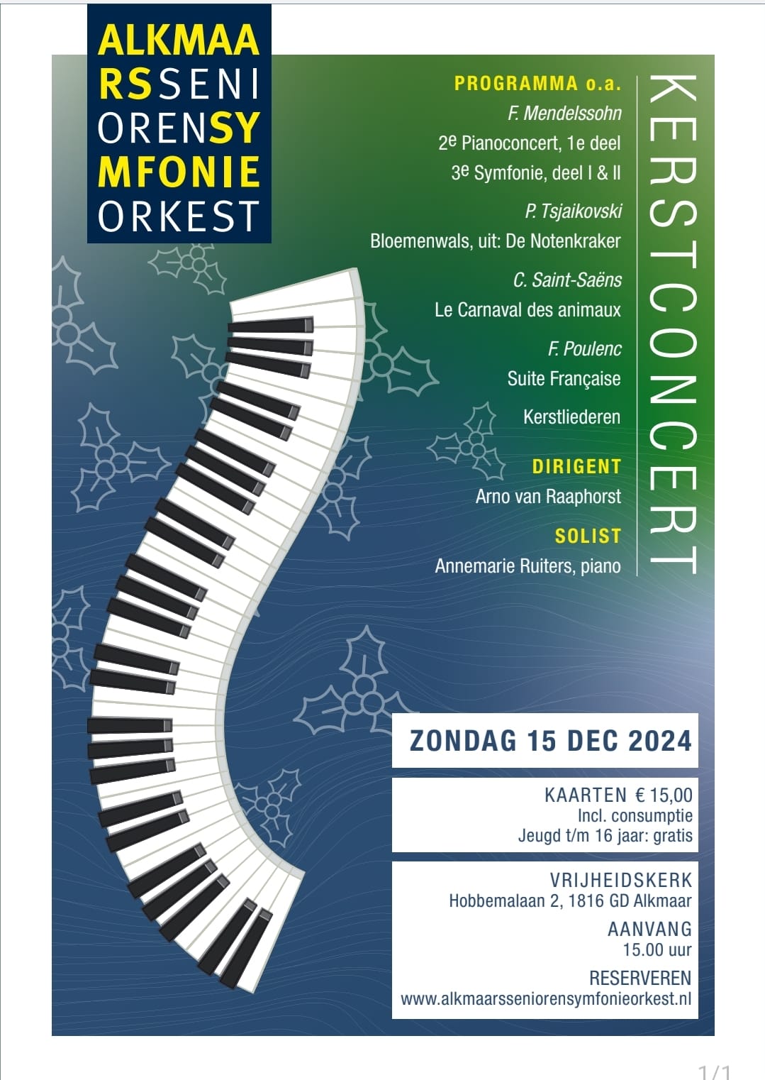 Kerstconcert door AlkmaarsSeniorenSymfonieOrkest