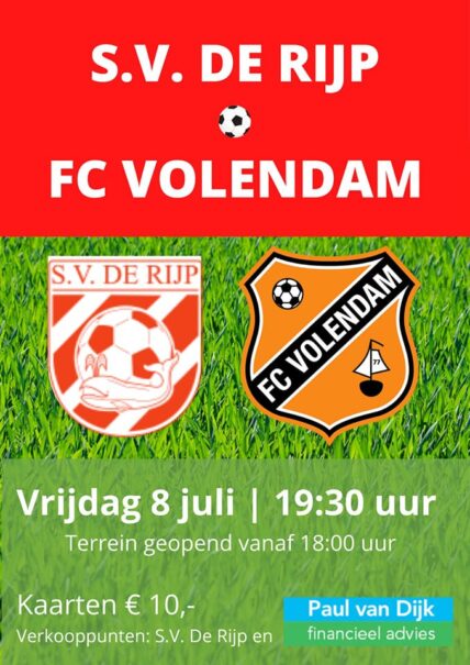 S.V. De Rijp ontvangt FC Volendam